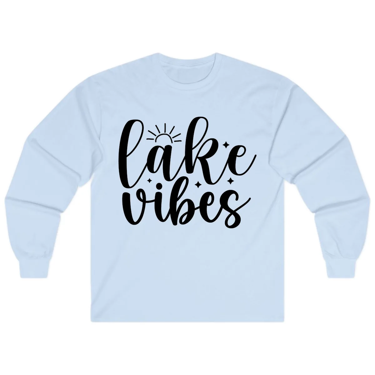 Lake Vibes Script Design Long Sleeve in Light Blue