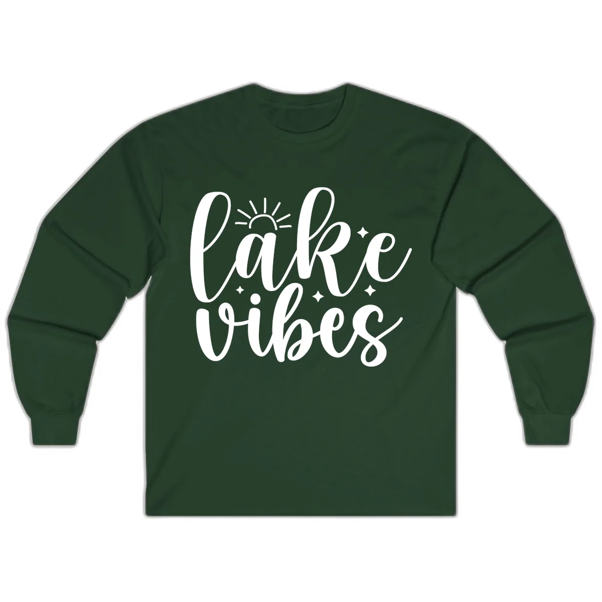 Lake Vibes Script Design Long Sleeve in Forest Green