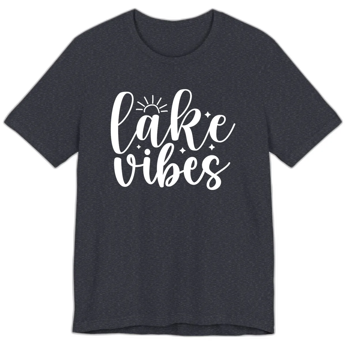 Lake Vibes Script Design Premium T-Shirt in Heather Navy