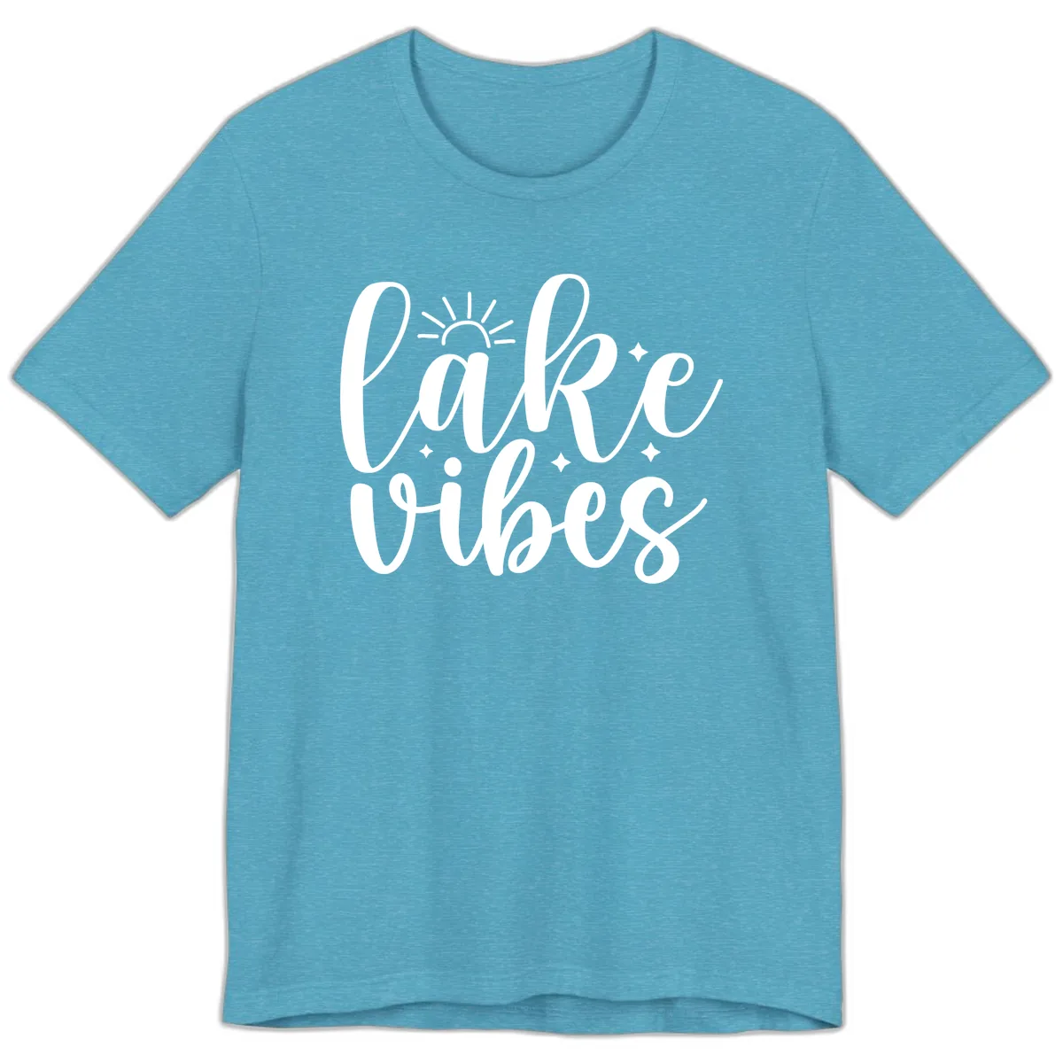 Lake Vibes Script Design Premium T-Shirt in Heather Aqua