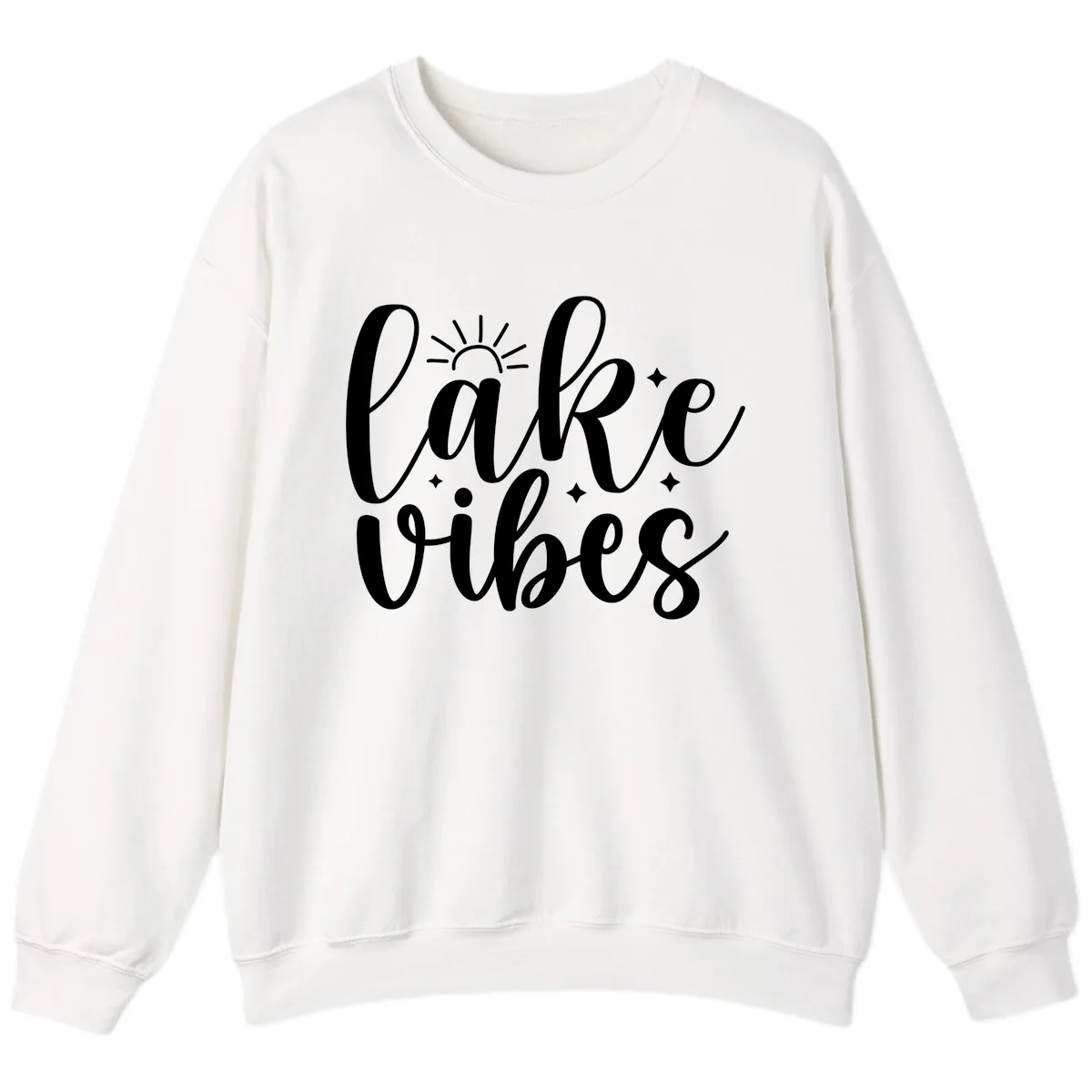 Lake Vibes Script Design Sweatshirt in White