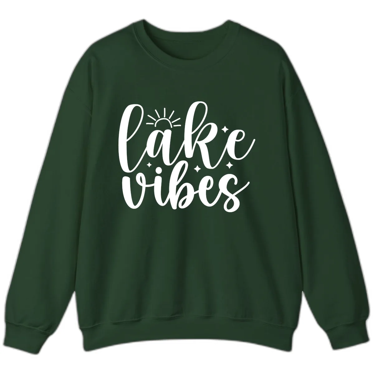 Lake Vibes Script Design Sweatshirt in Forest Green