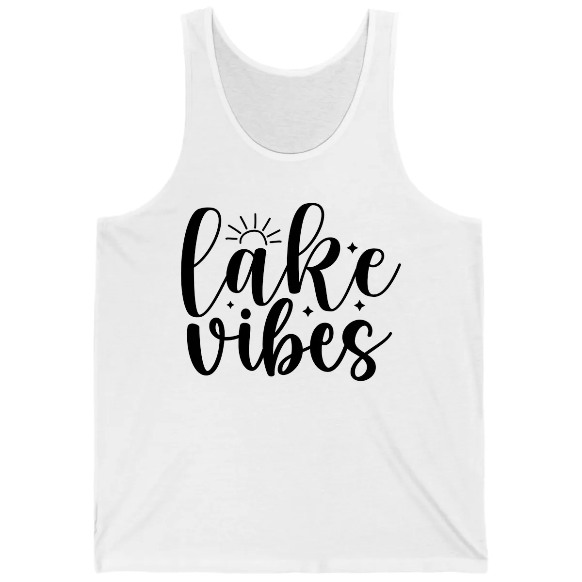 Lake Vibes Script Design Tank in White