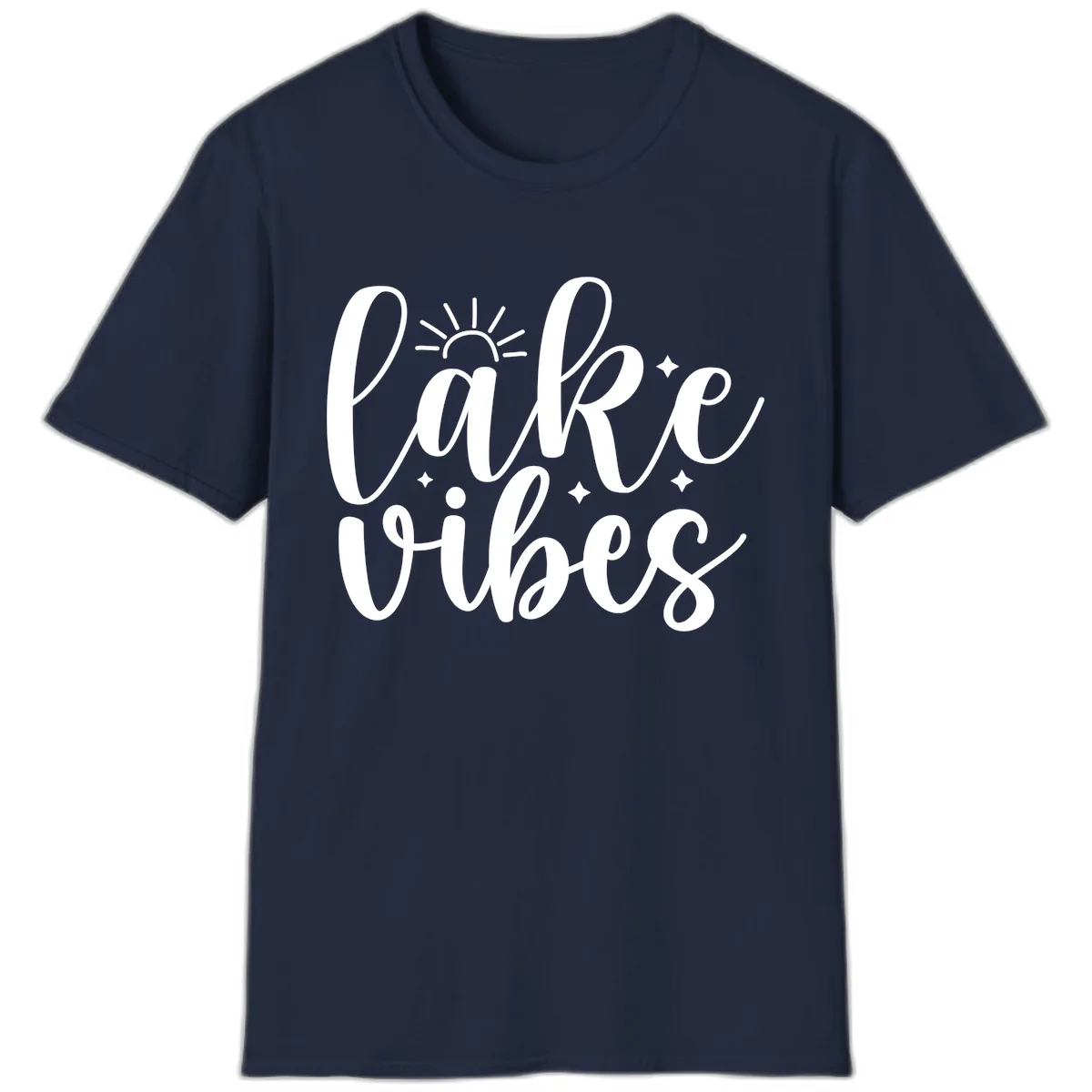 Lake Vibes Script Design T-Shirt in Navy