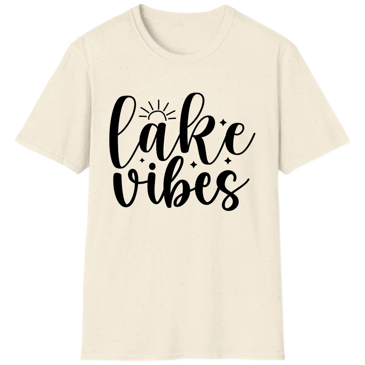 Lake Vibes Script Design T-Shirt in Natural
