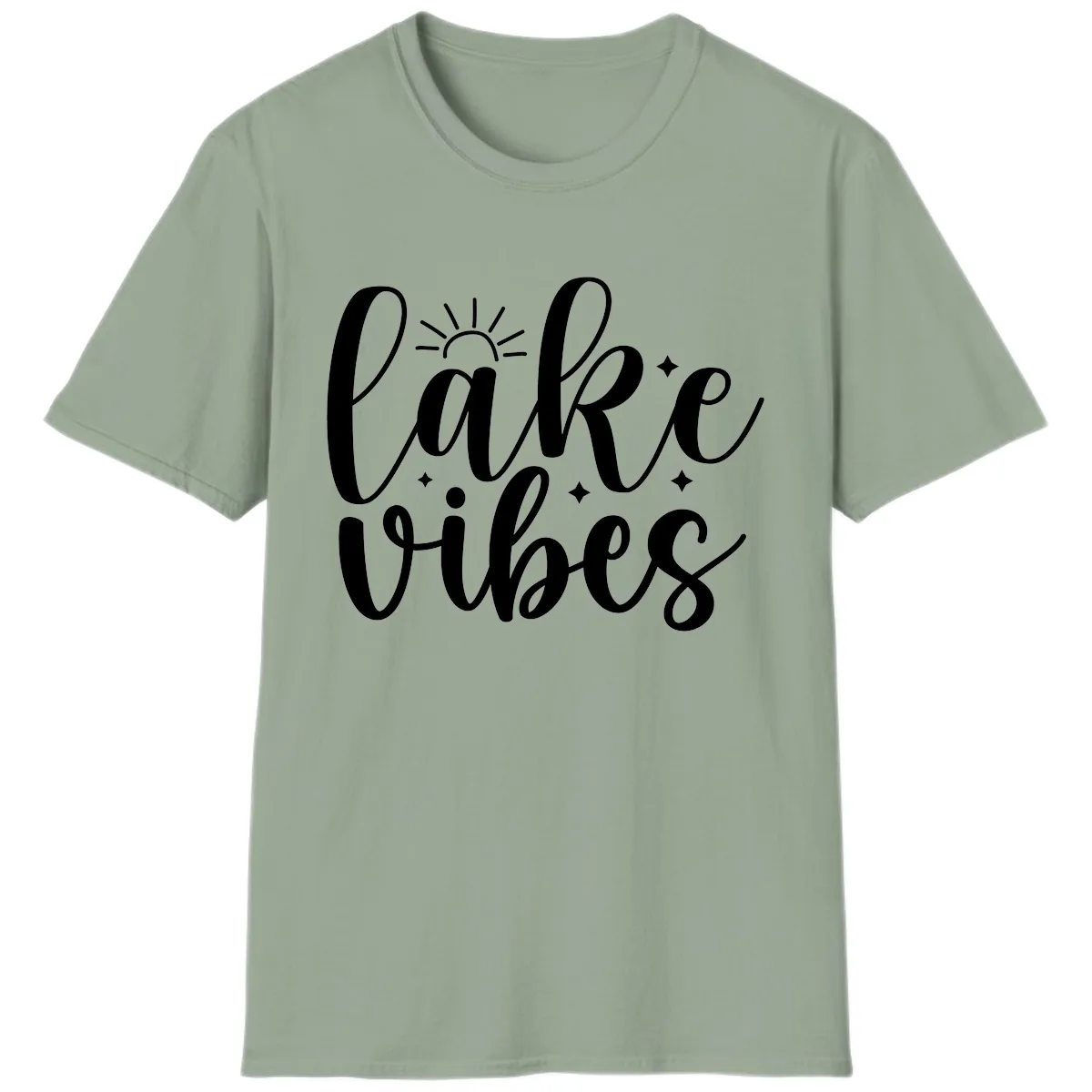 Lake Vibes Script Design T-Shirt in Sage