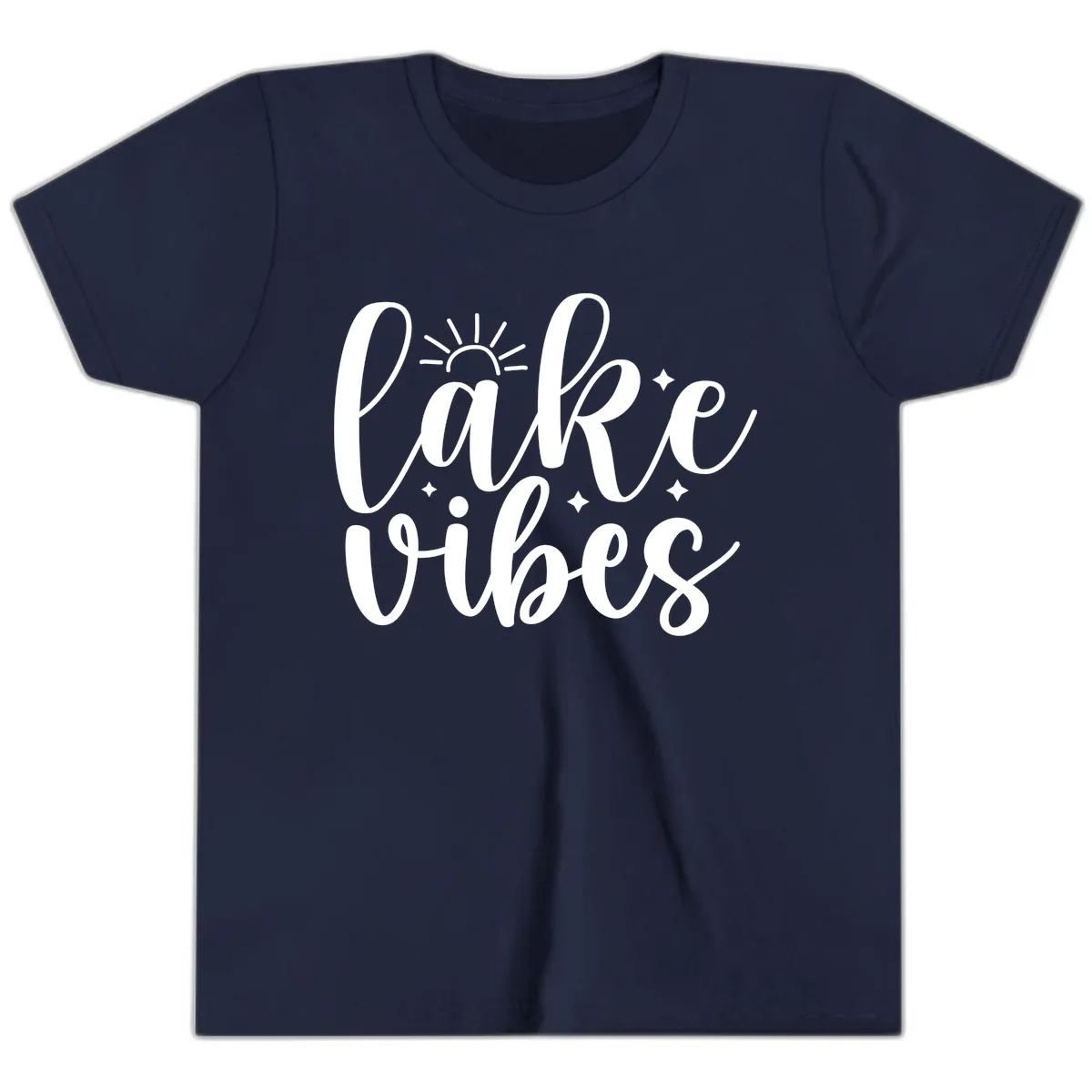 Lake Vibes Script Design Youth T-Shirt in Navy
