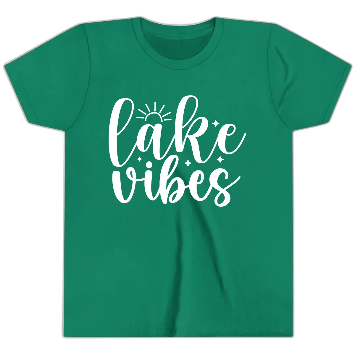 Lake Vibes Script Design Youth T-Shirt in Kelly