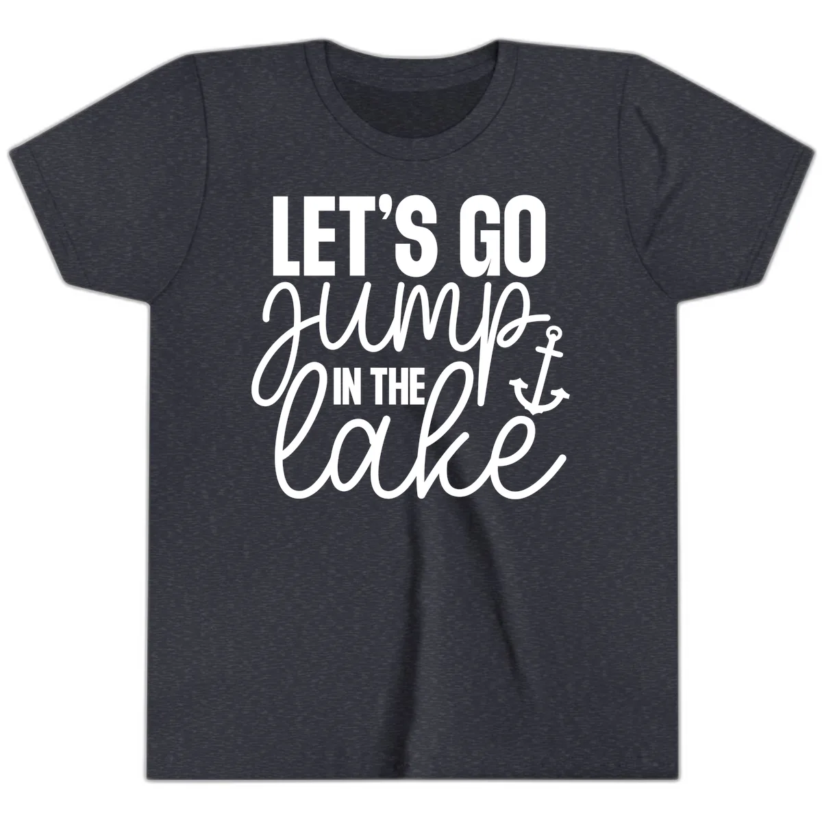 Let's Go Jump In The Lake Youth T-Shirt in Heather Navy