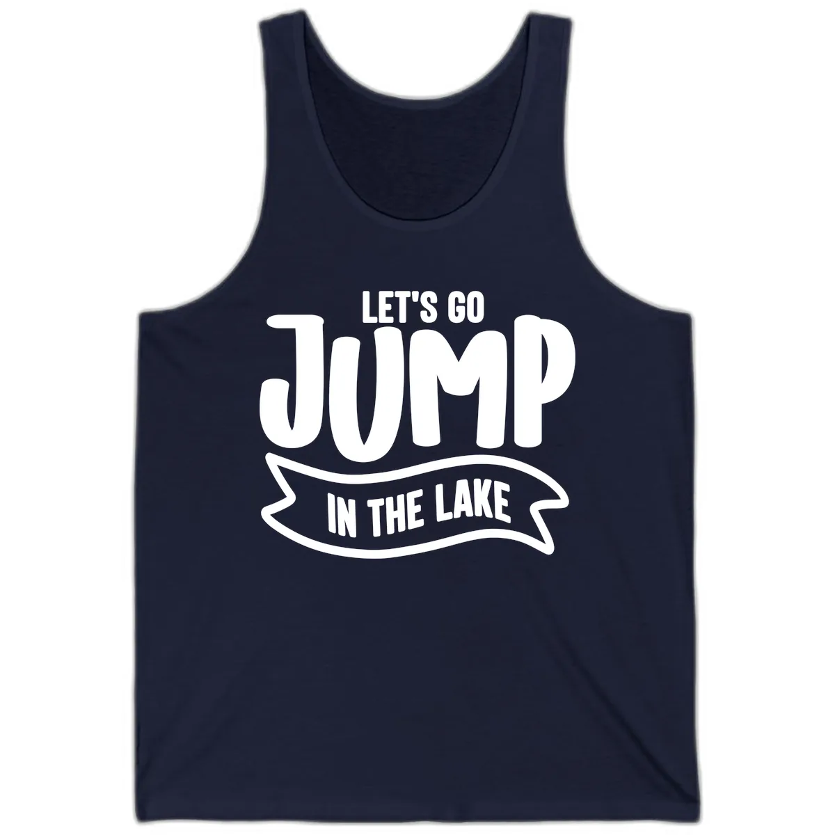 Let's Go Jump In The Lake Design Tank in Navy
