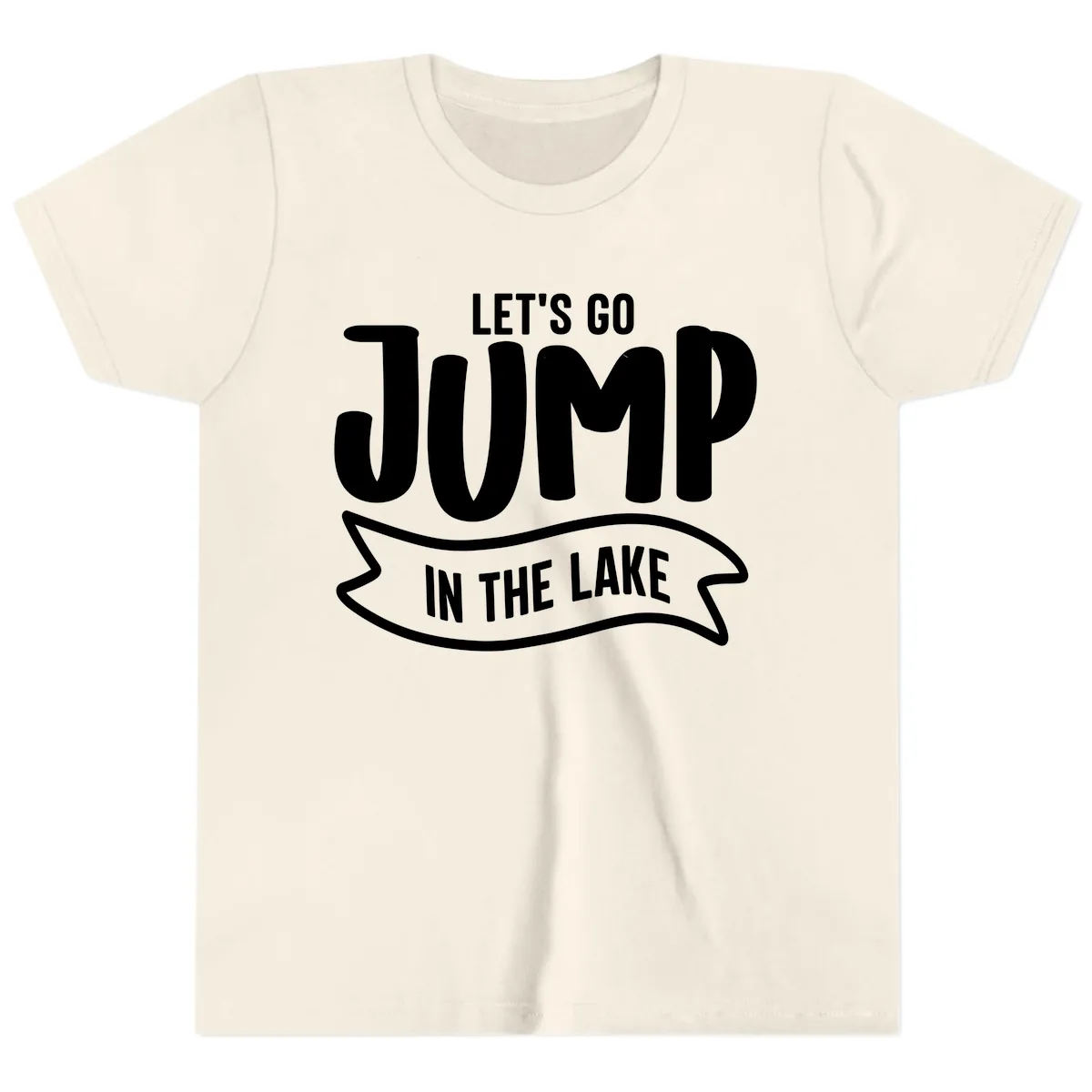 Let's Go Jump In The Lake Design Youth T-Shirt in Natural
