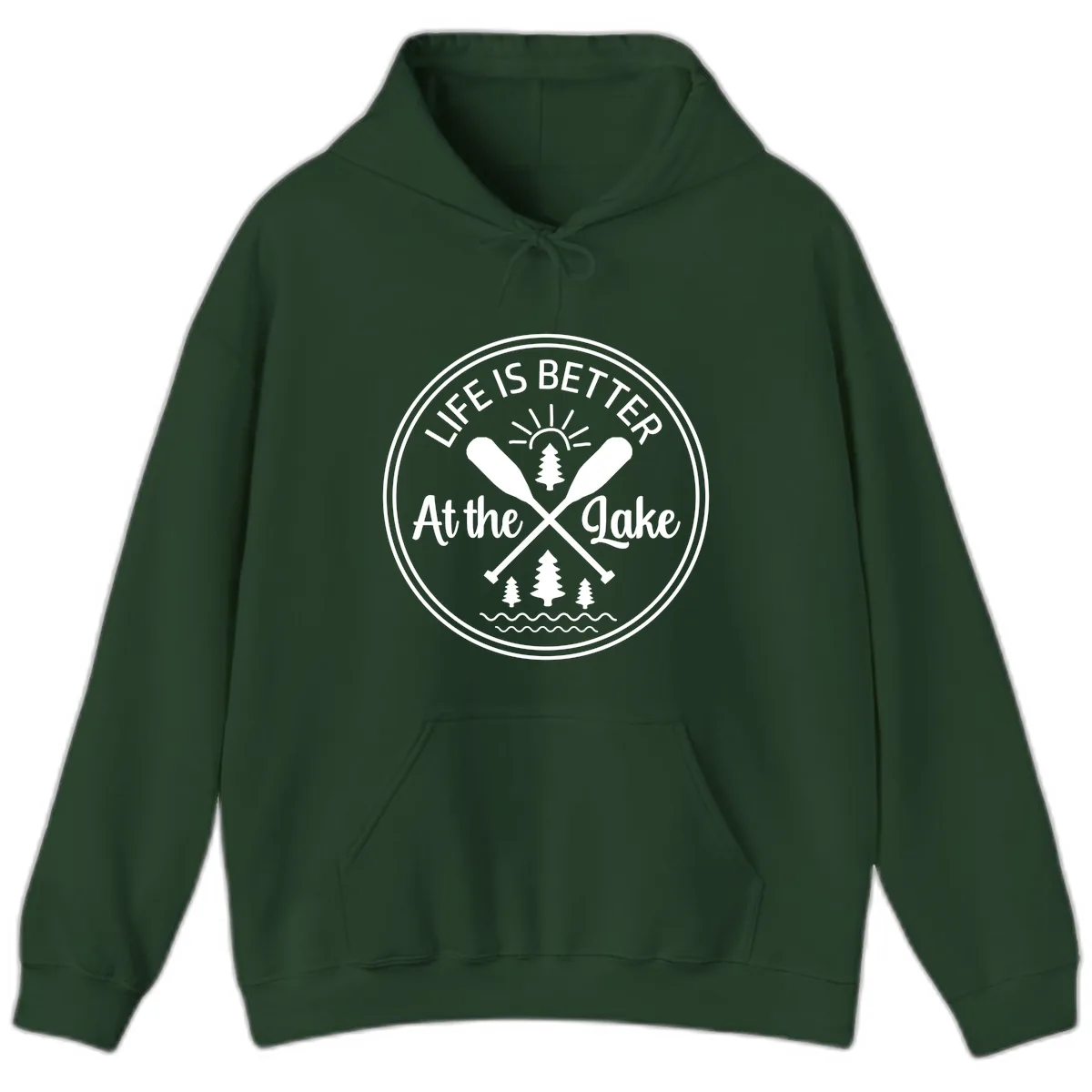 Life Is Better At The Lake Design Hoodie in Forest Green