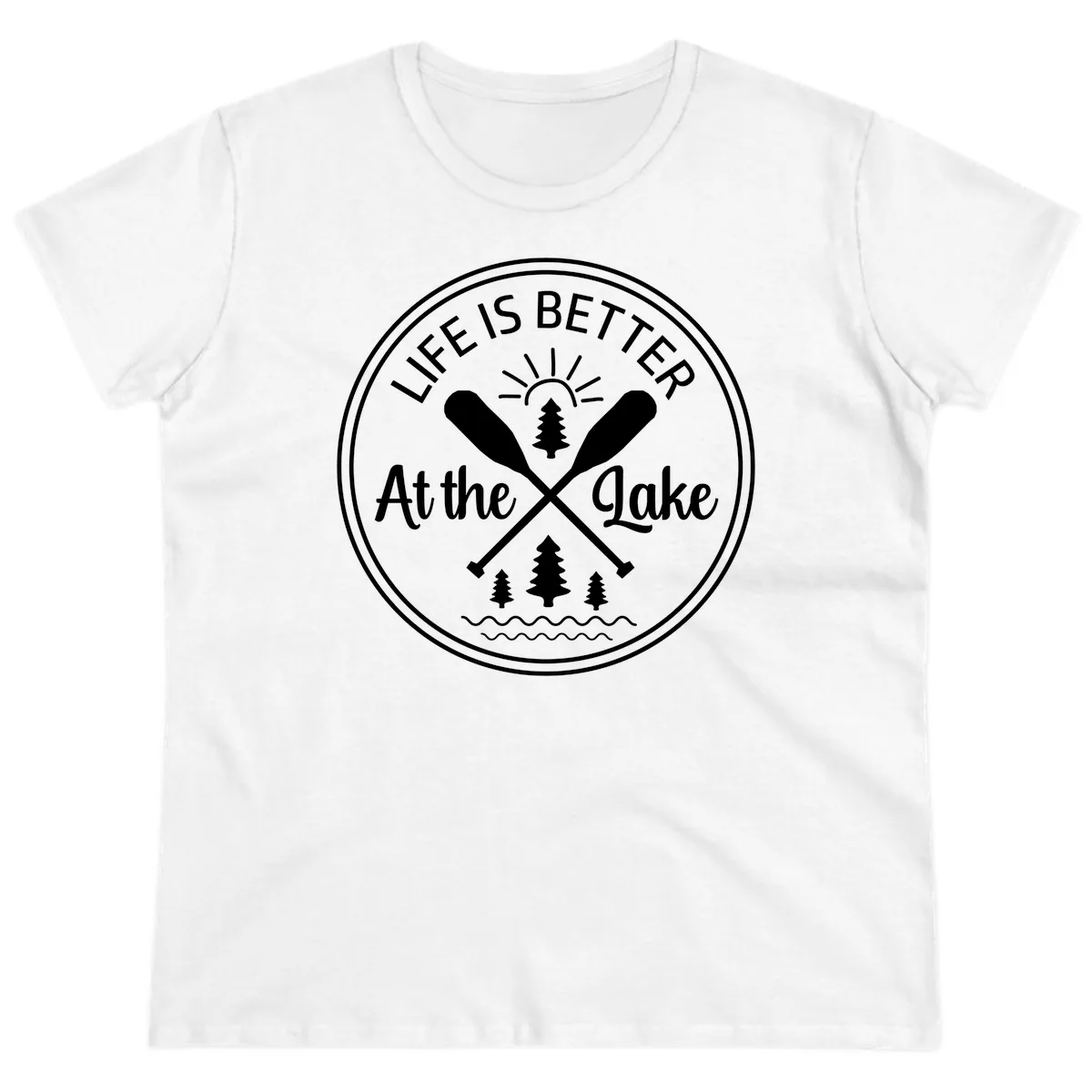 Life Is Better At The Lake Design Ladies Tee in White