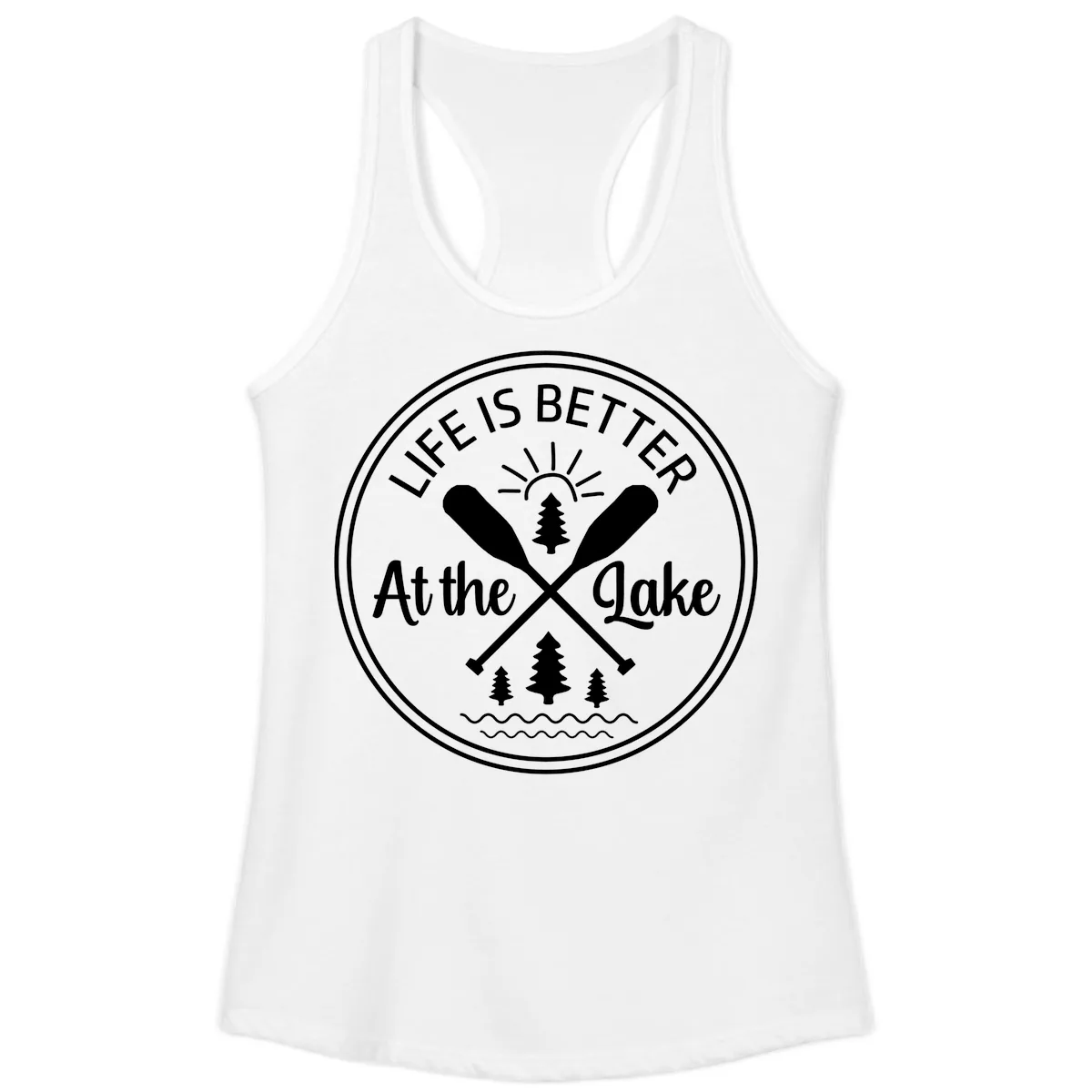 Life Is Better At The Lake Design Ladies Tank in White