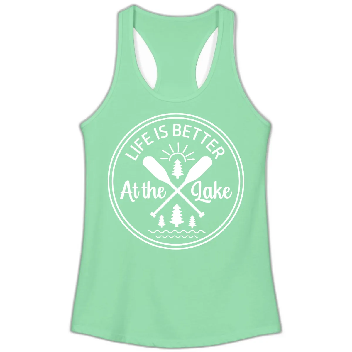 Life Is Better At The Lake Design Ladies Tank in Solid Mint