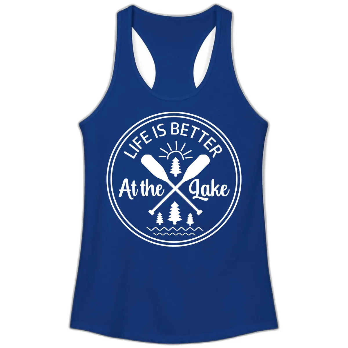 Life Is Better At The Lake Design Ladies Tank in Solid Royal