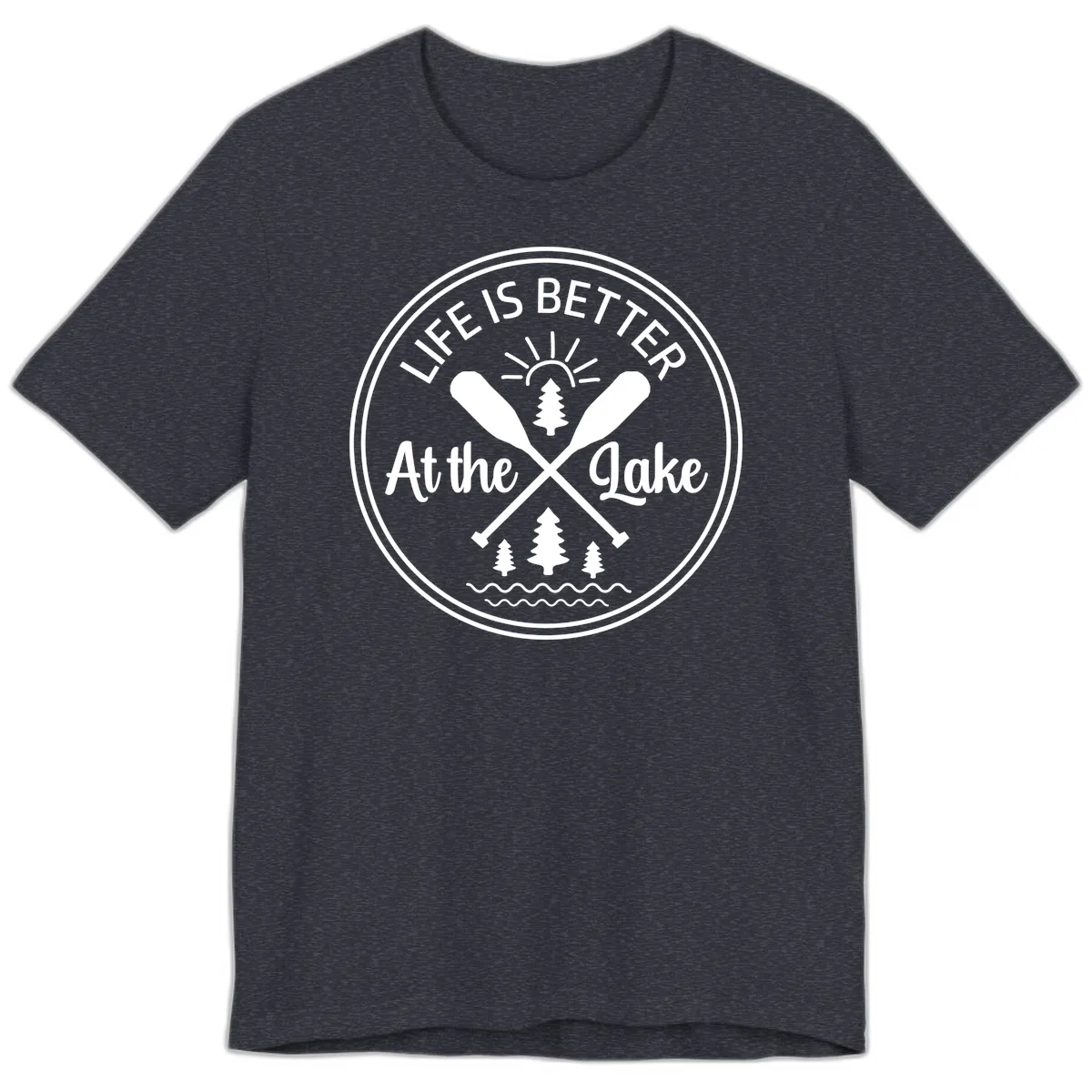 Life Is Better At The Lake Design Premium T-Shirt in Heather Navy