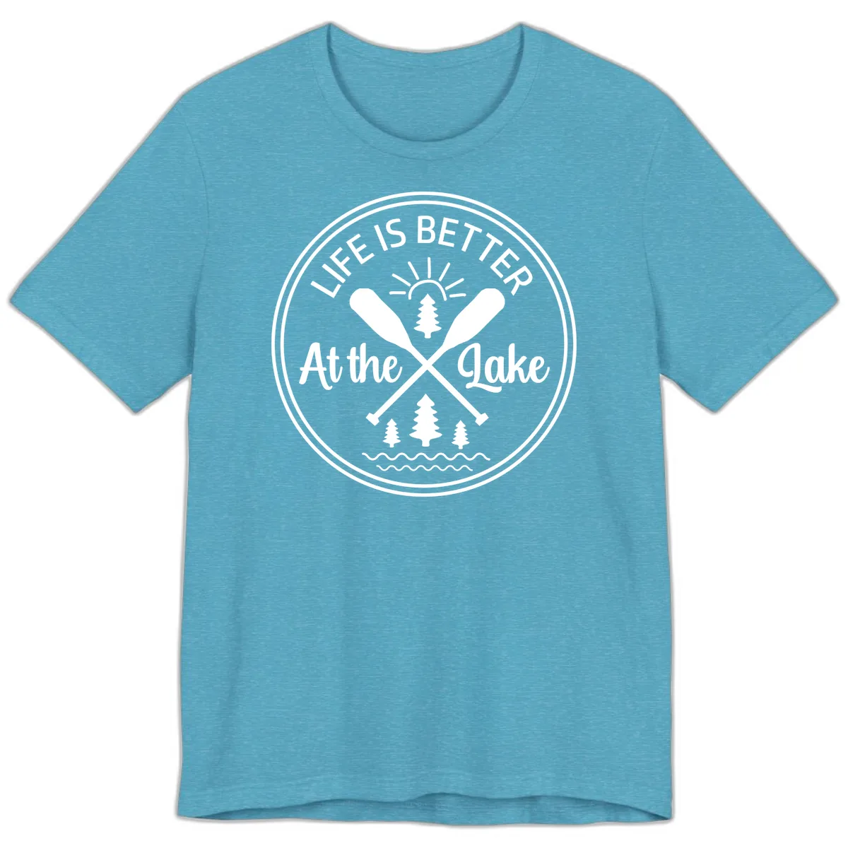 Life Is Better At The Lake Design Premium T-Shirt in Heather Aqua