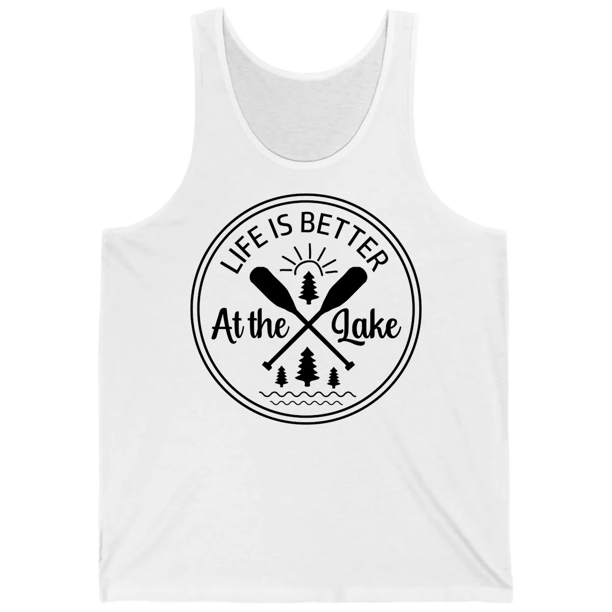 Life Is Better At The Lake Design Tank in White