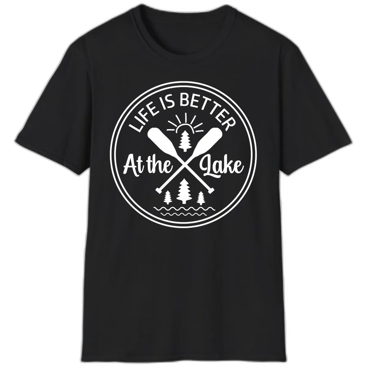 Life Is Better At The Lake Design T-Shirt in Black