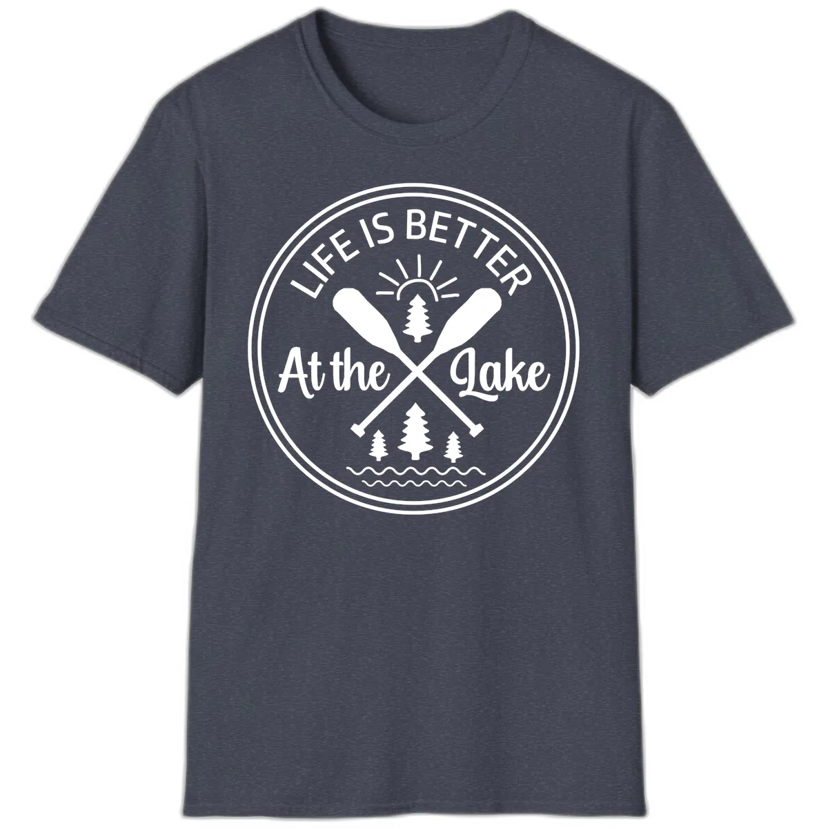 Life Is Better At The Lake Design T-Shirt in Heather Navy