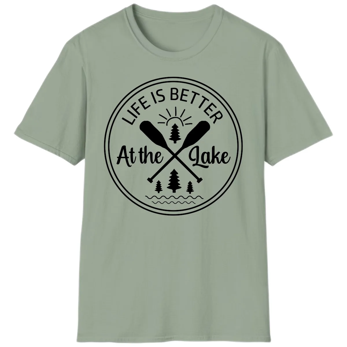 Life Is Better At The Lake Design T-Shirt in Sage