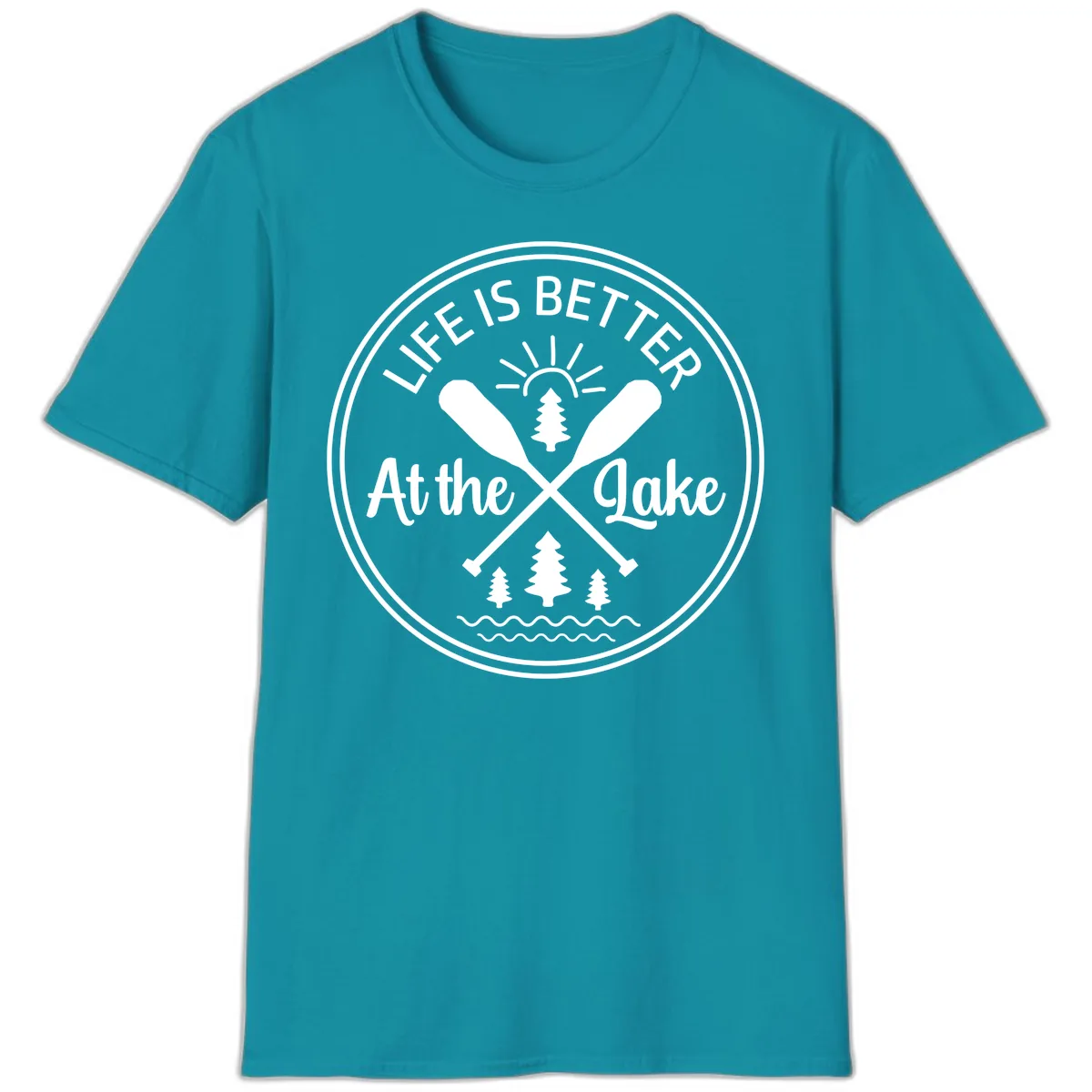 Life Is Better At The Lake Design T-Shirt in Tropical Blue