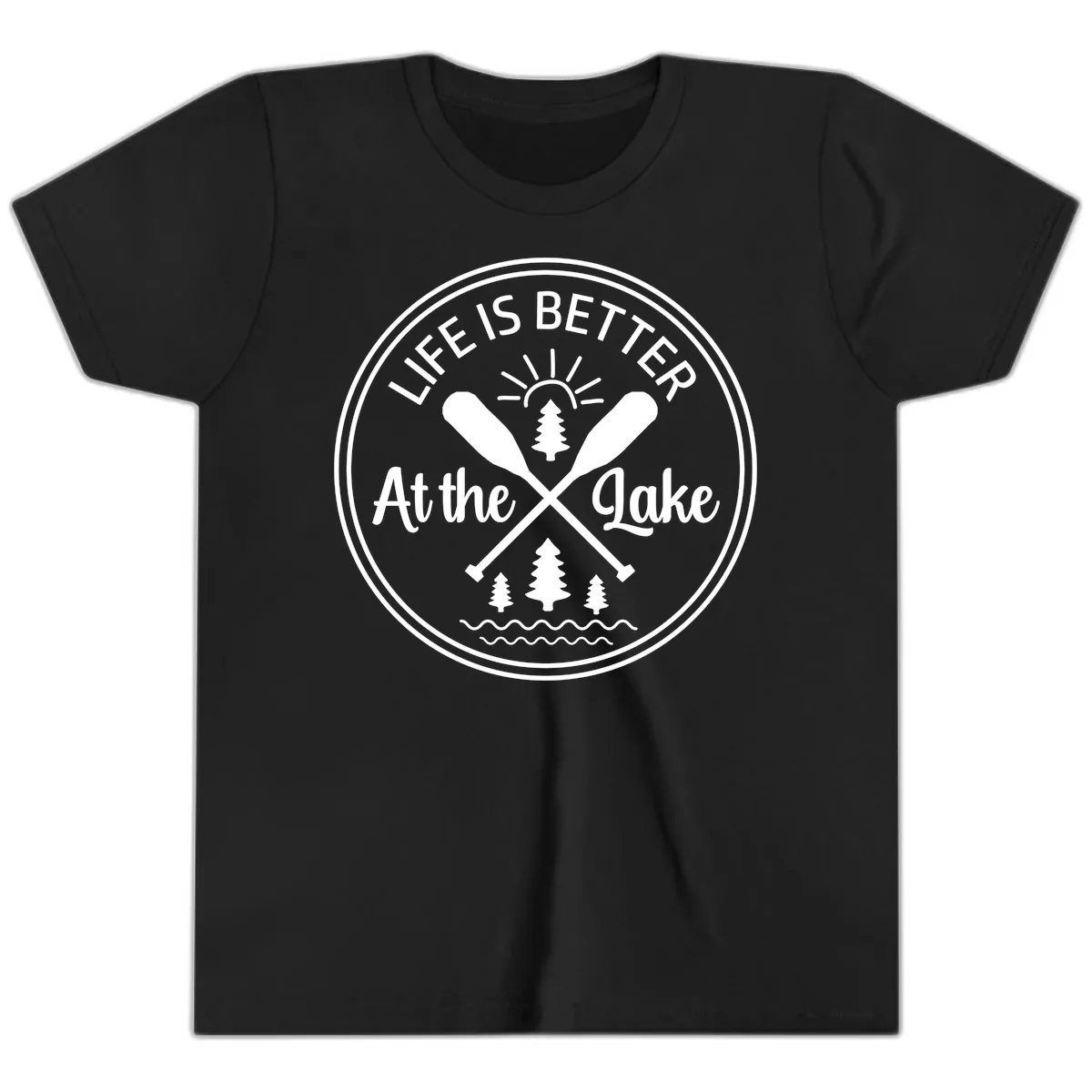 Life Is Better At The Lake Design Youth T-Shirt in Black
