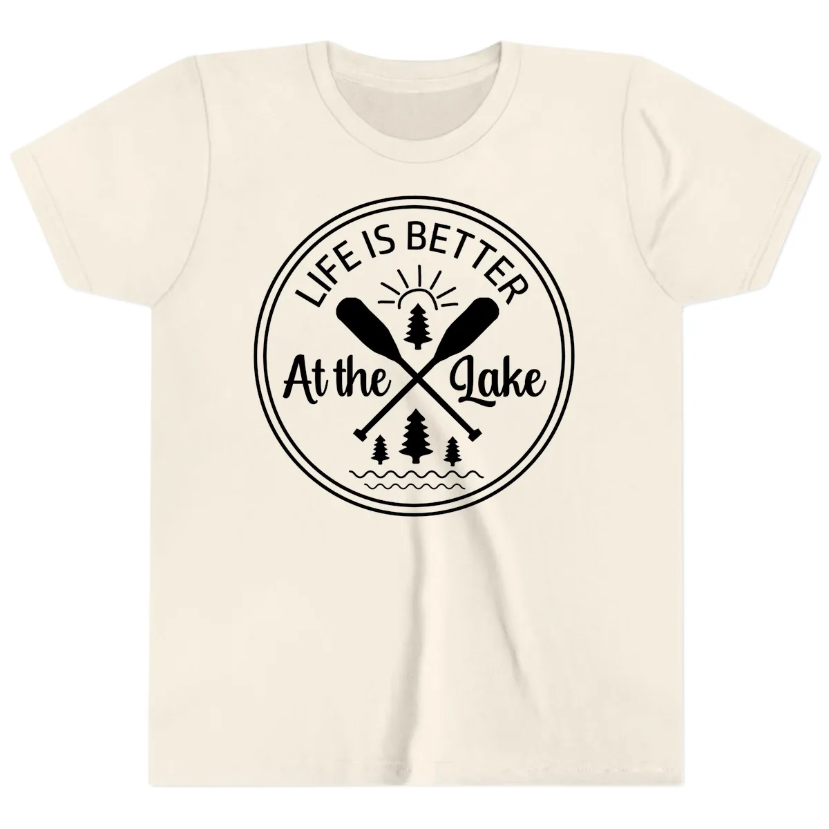 Life Is Better At The Lake Design Youth T-Shirt in Natural