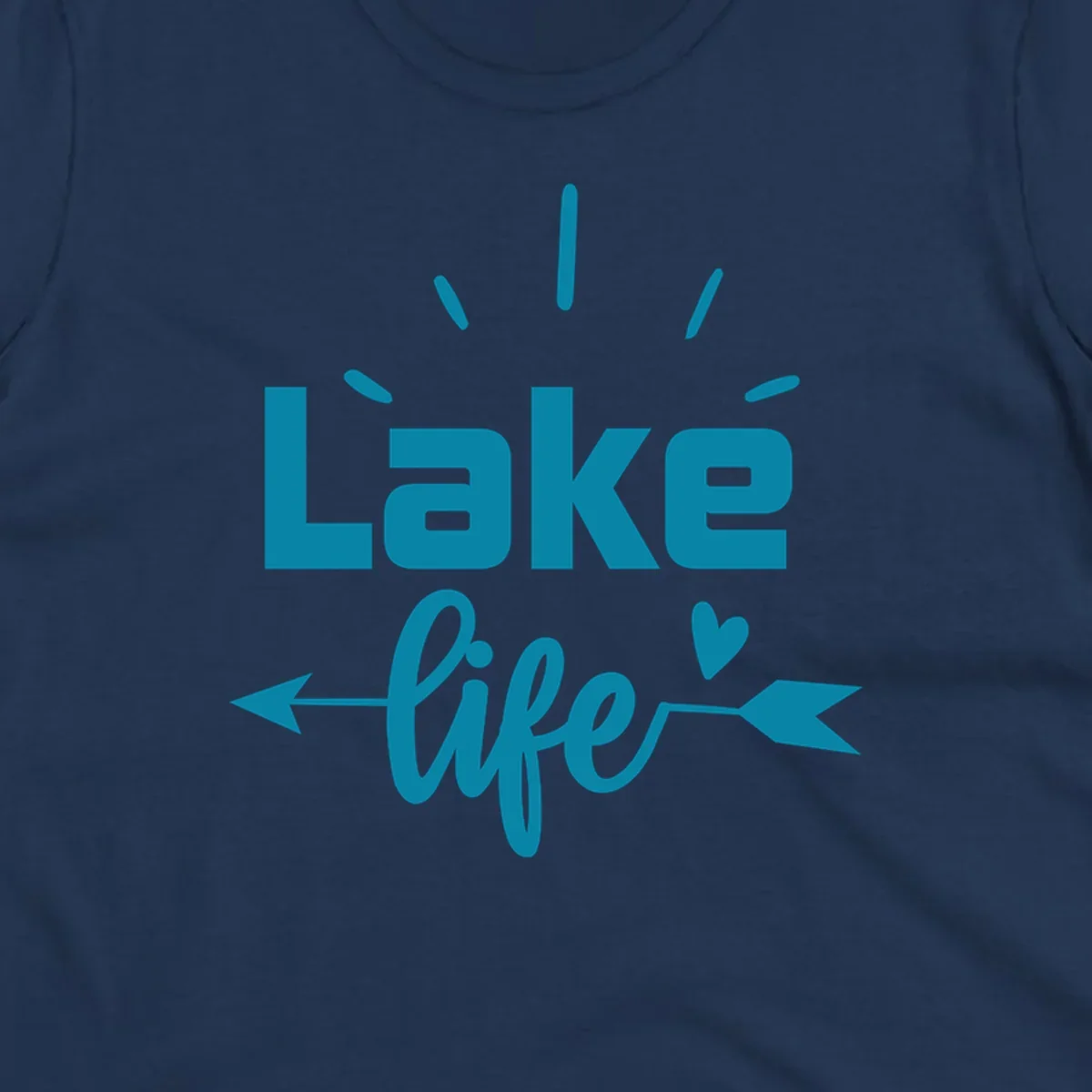 Lake life text with arrow and heart design