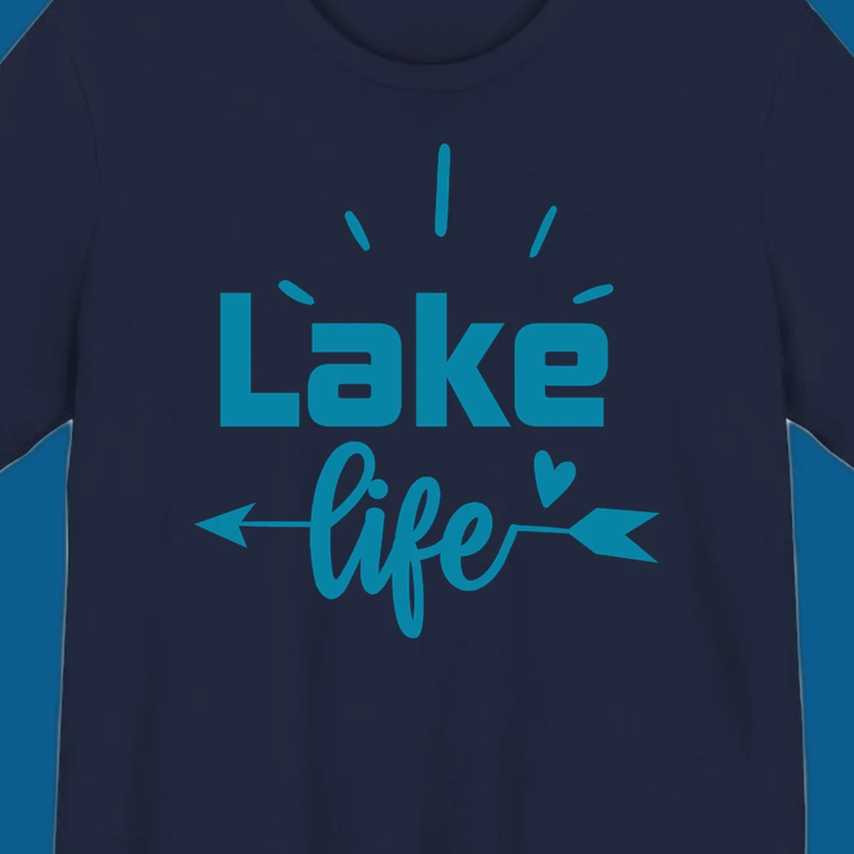 Lake life text with arrow and heart design