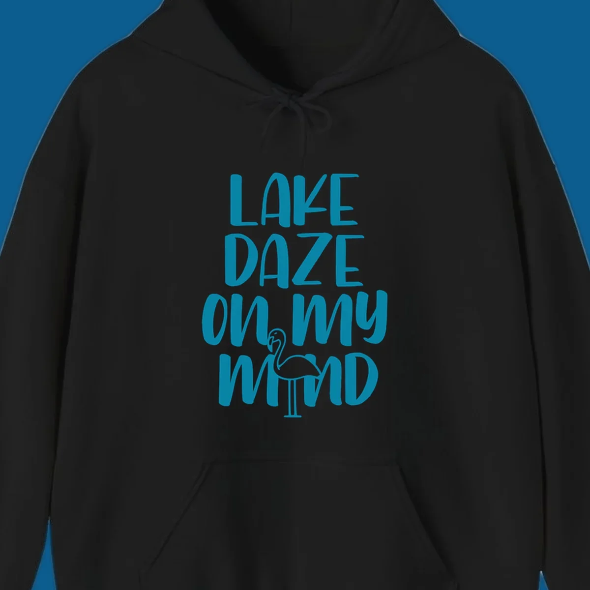 Lake daze flamingo graphic with text on my mind