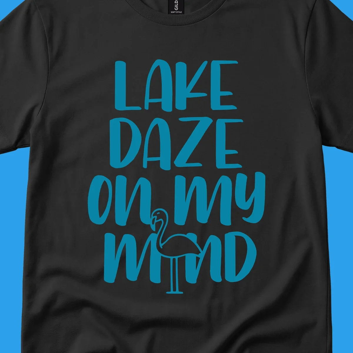 Lake daze flamingo graphic with text on my mind