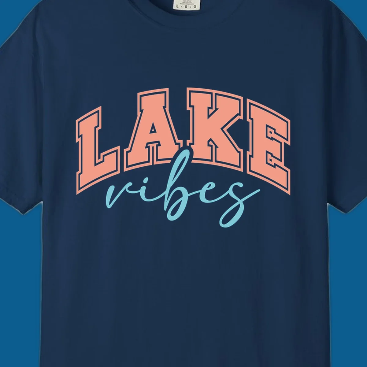 Lake Vibes text design with arched block letters and script.
