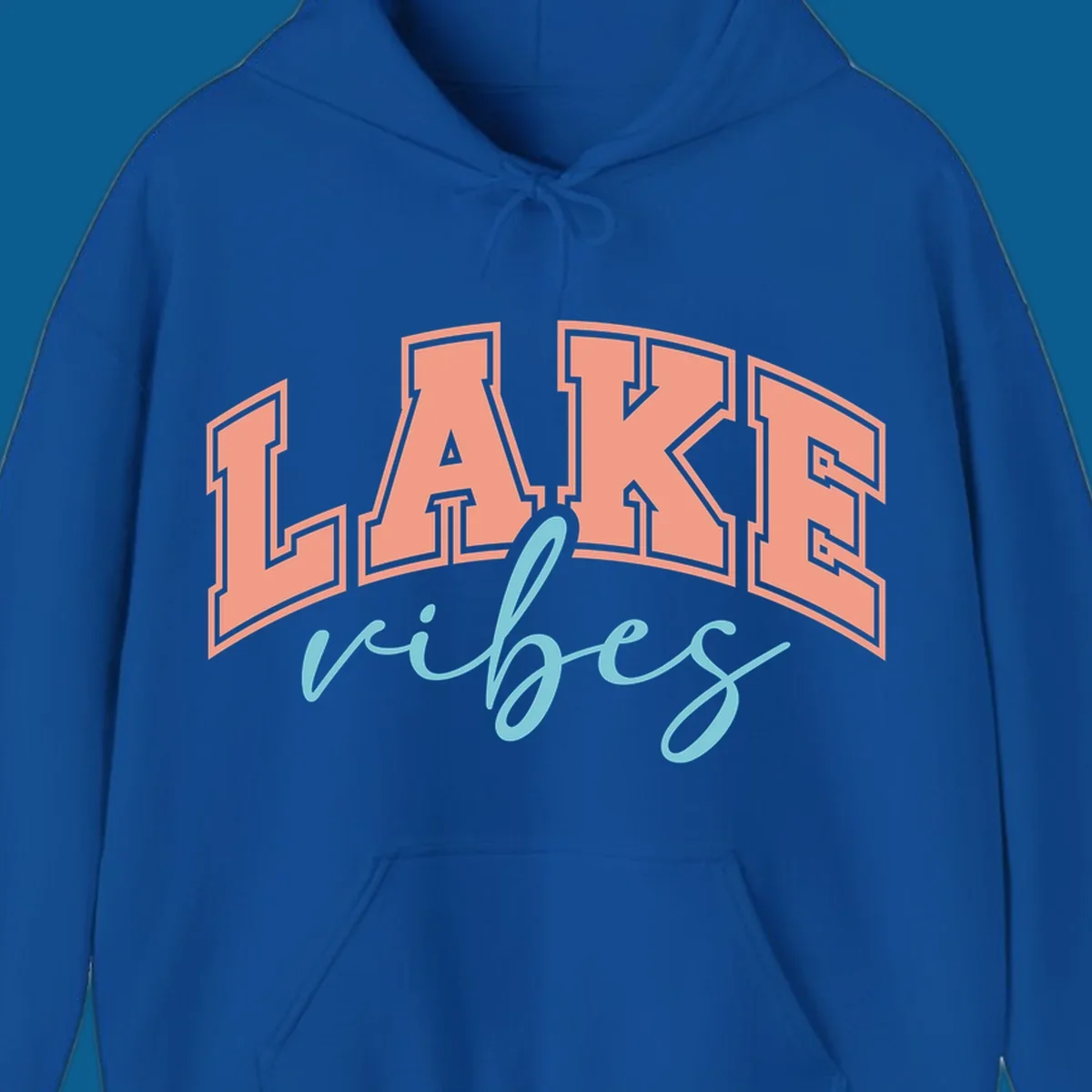 Lake Vibes text design with arched block letters and script.