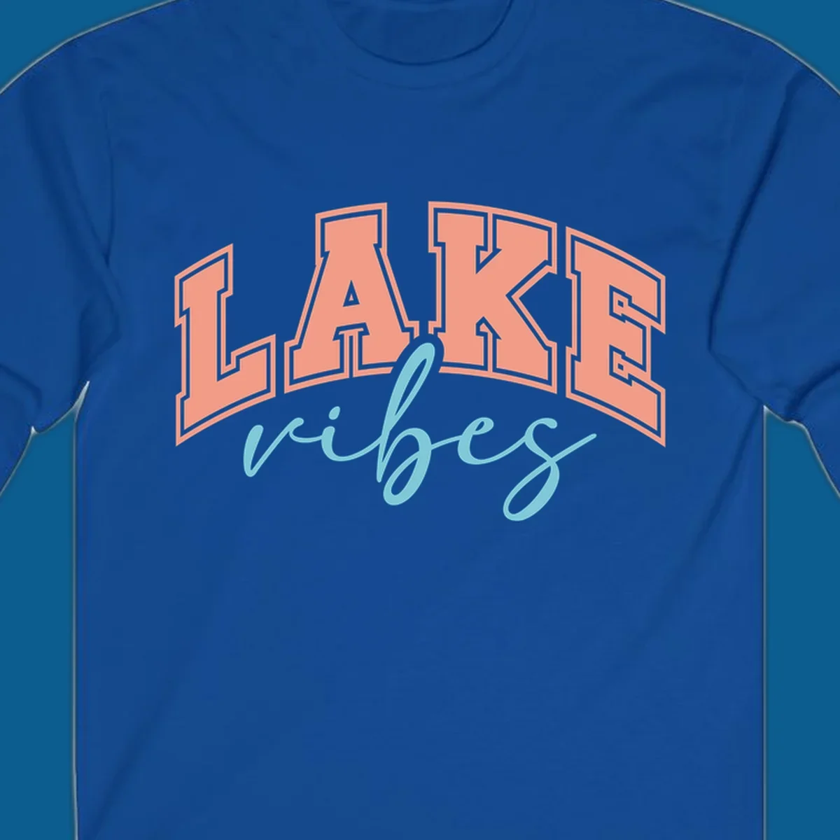 Lake Vibes text design with arched block letters and script.