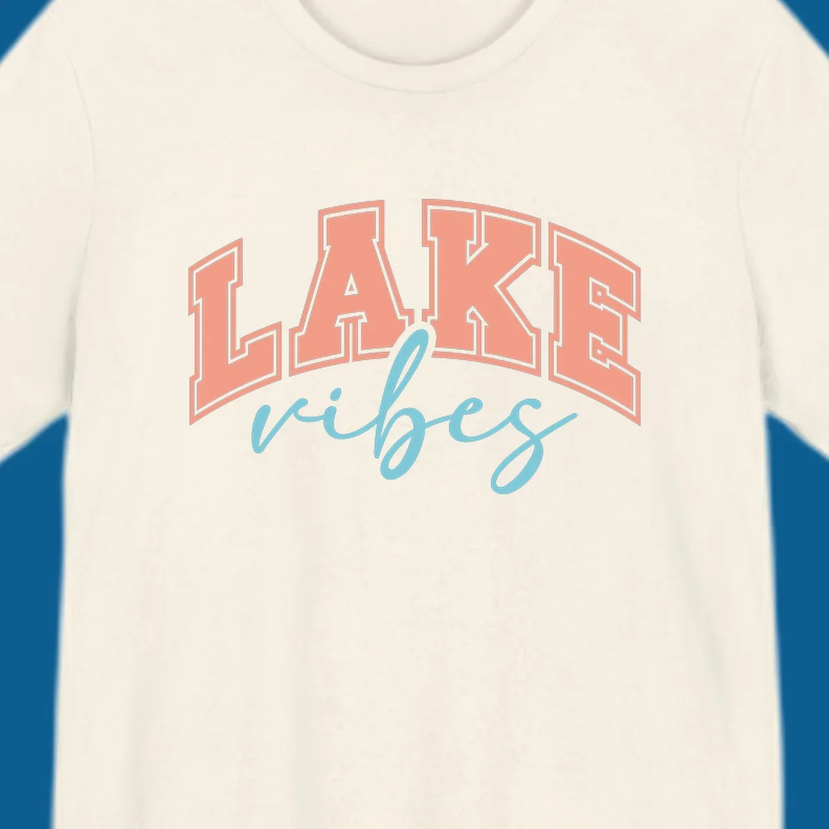 Lake Vibes text design with arched block letters and script.