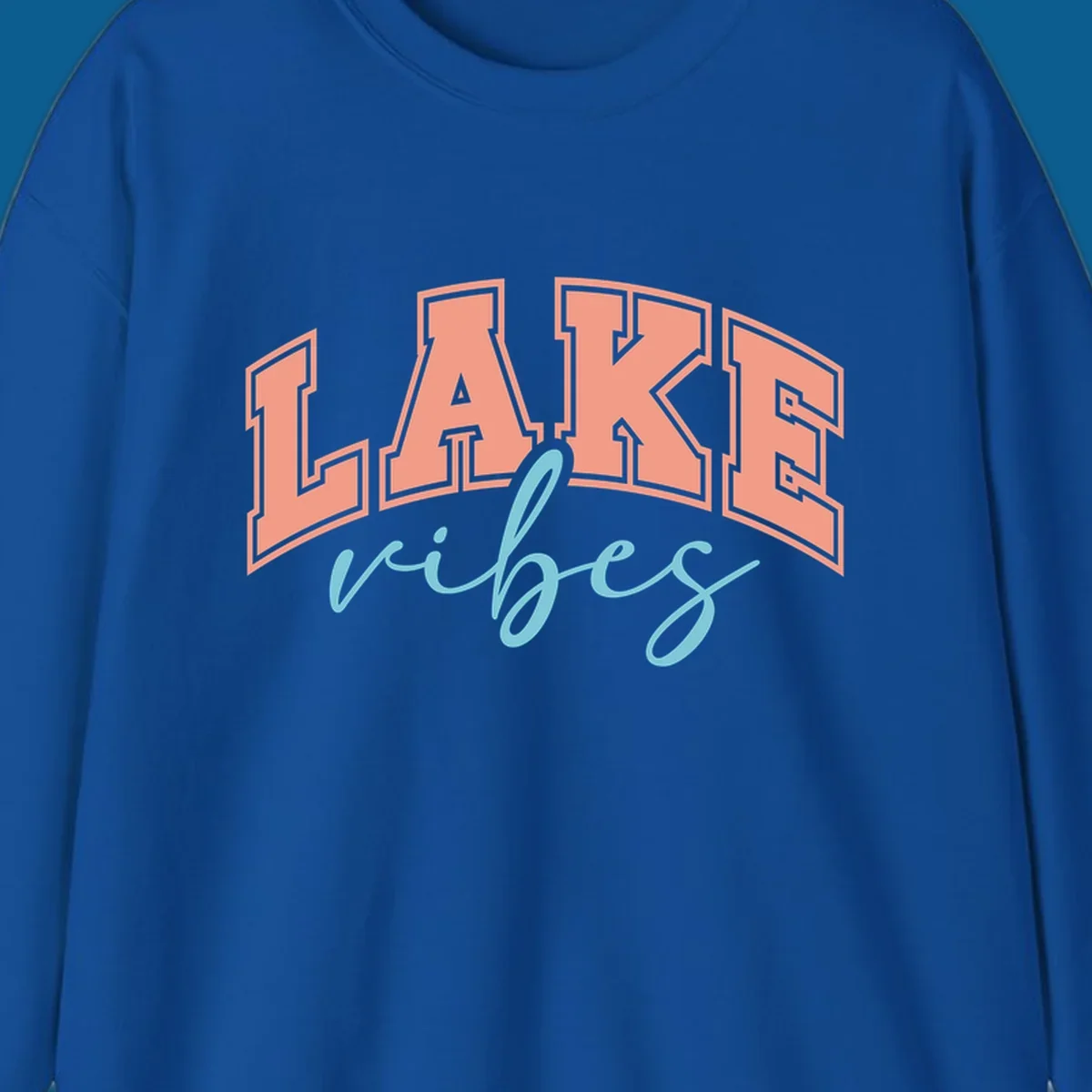 Lake Vibes text design with arched block letters and script.