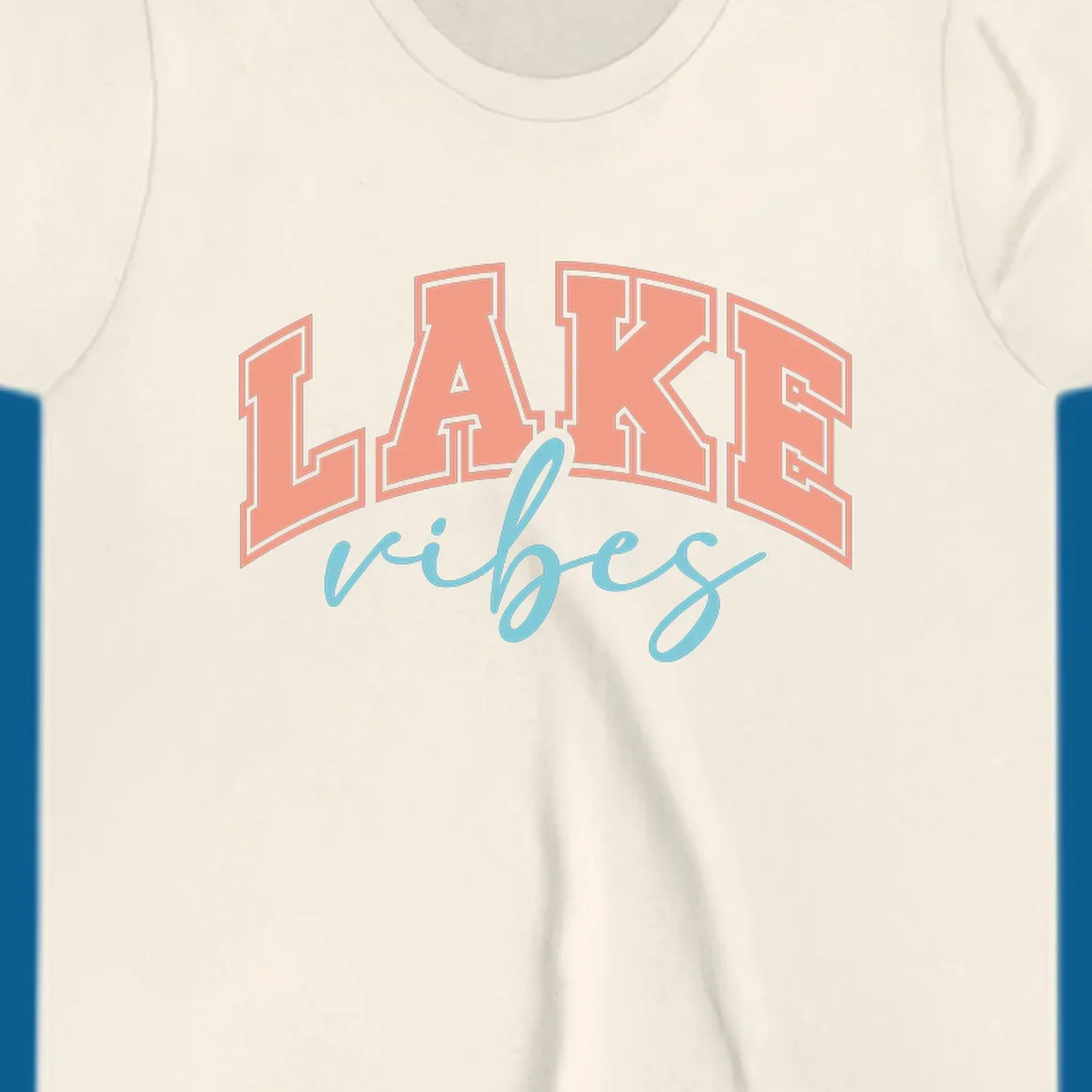 Lake Vibes text design with arched block letters and script.