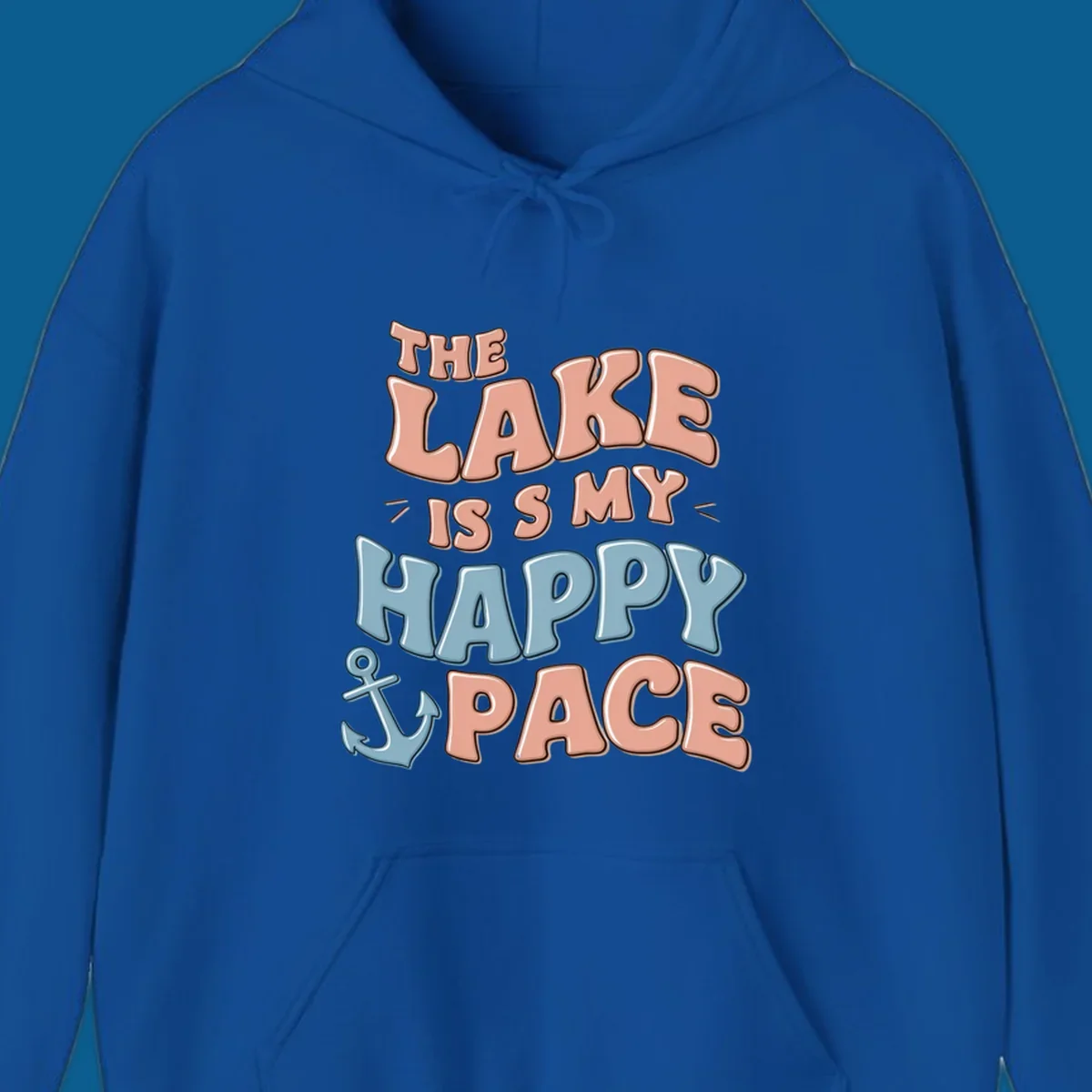 The Lake Is My Happy Place text with anchor graphic, lake-life concept