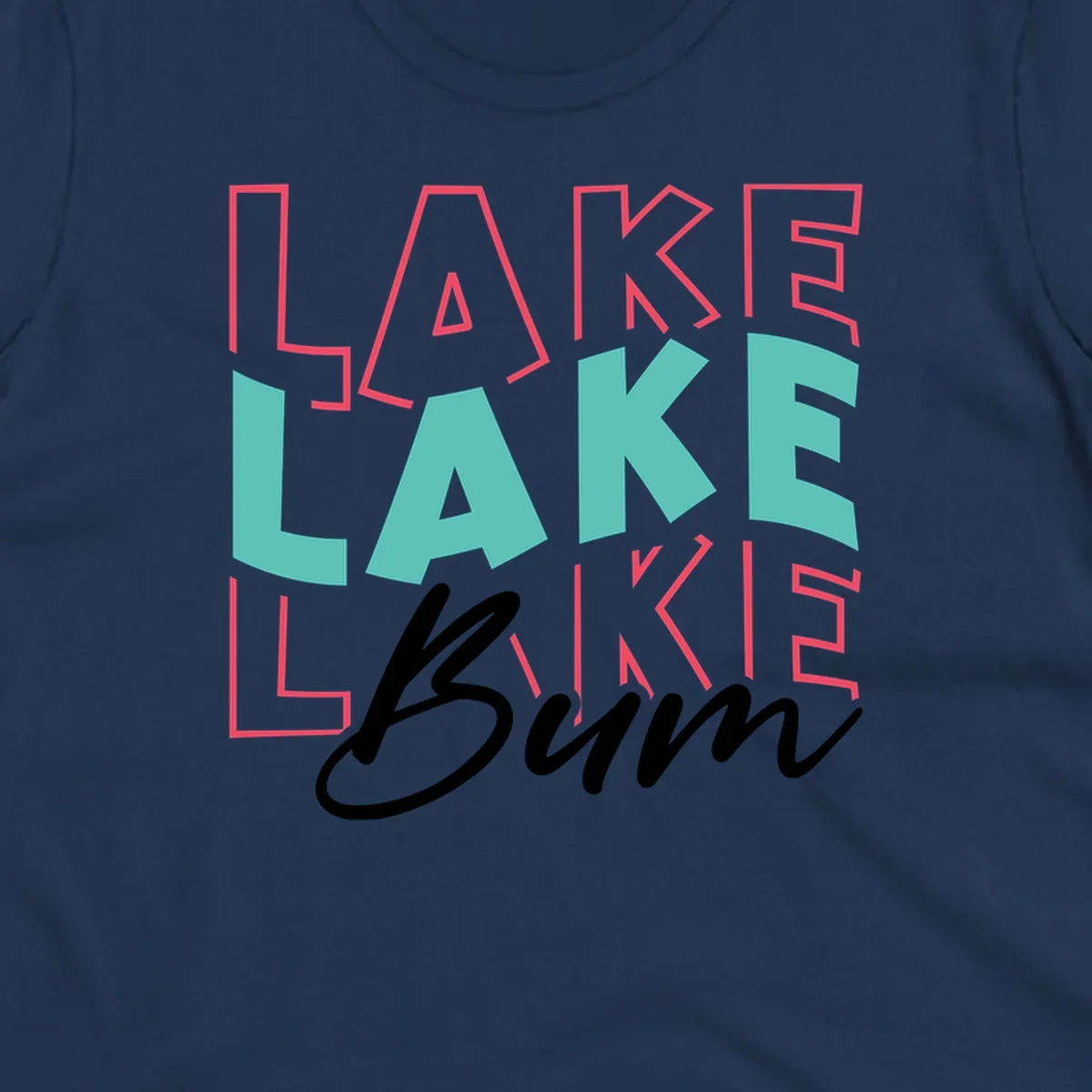Lake Bum typography design with repeated LAKE text and Bum script.
