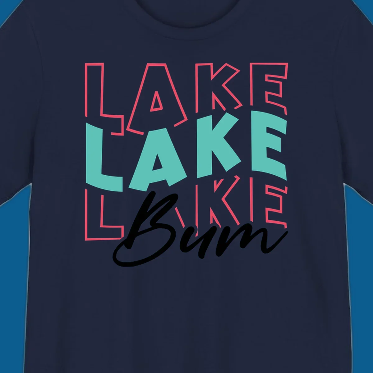 Lake Bum typography design with repeated LAKE text and Bum script.