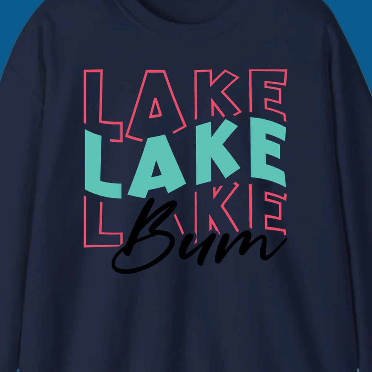 Lake Bum typography design with repeated LAKE text and Bum script.