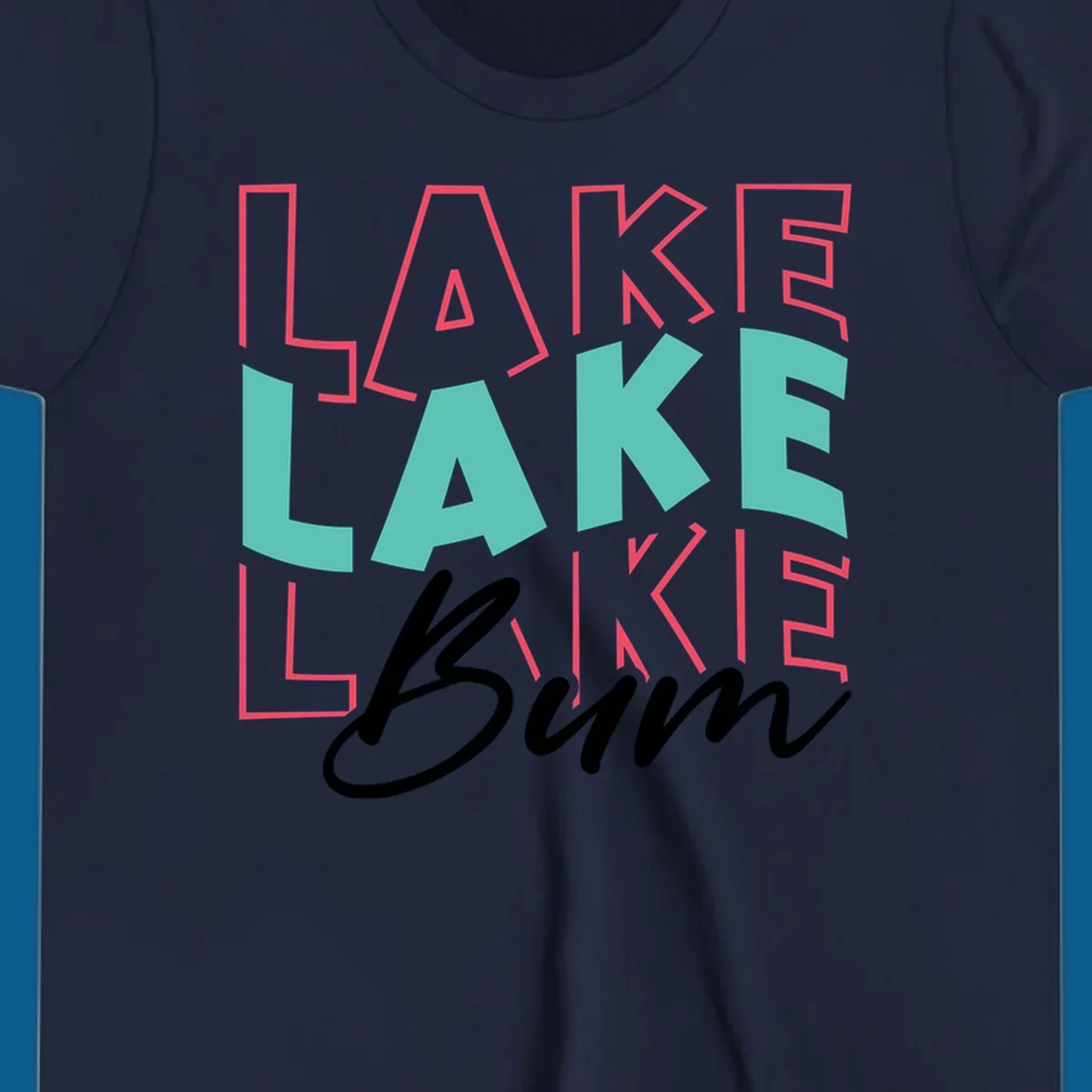 Lake Bum typography design with repeated LAKE text and Bum script.
