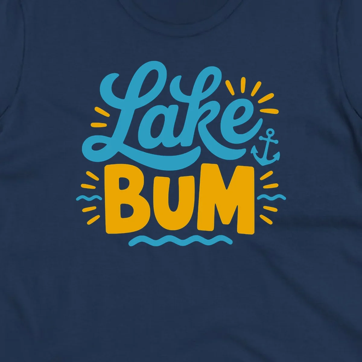 Lake Bum typography design with anchor and waves elements.