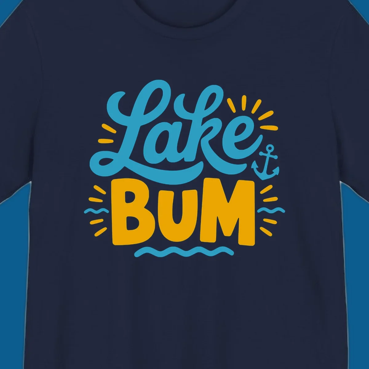 Lake Bum typography design with anchor and waves elements.