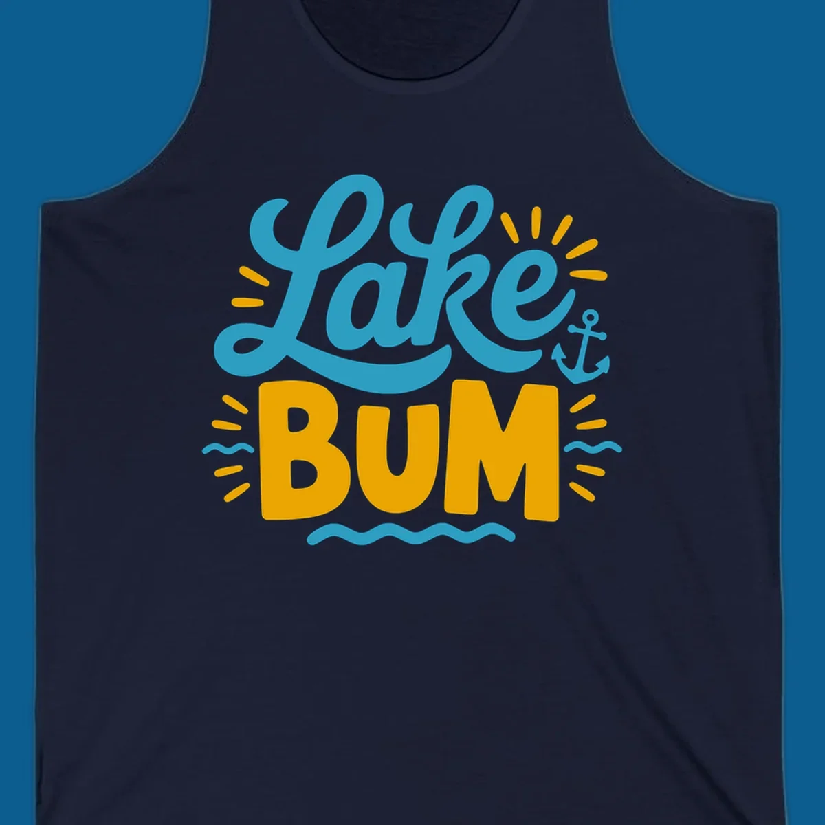 Lake Bum typography design with anchor and waves elements.