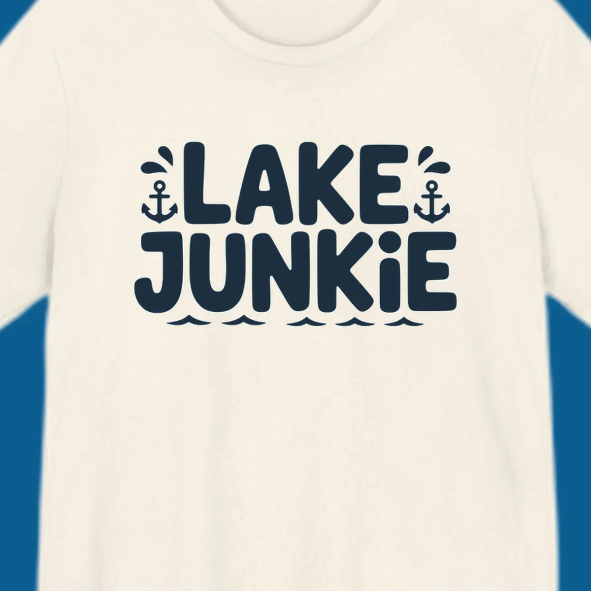 Lake Junkie typography design with anchors and waves, representing lake-junkie-lifestyle.