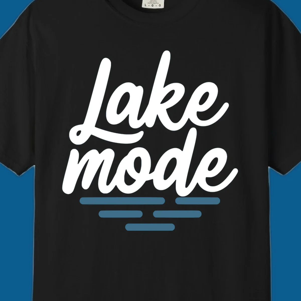 Lake mode typography with blue water waves