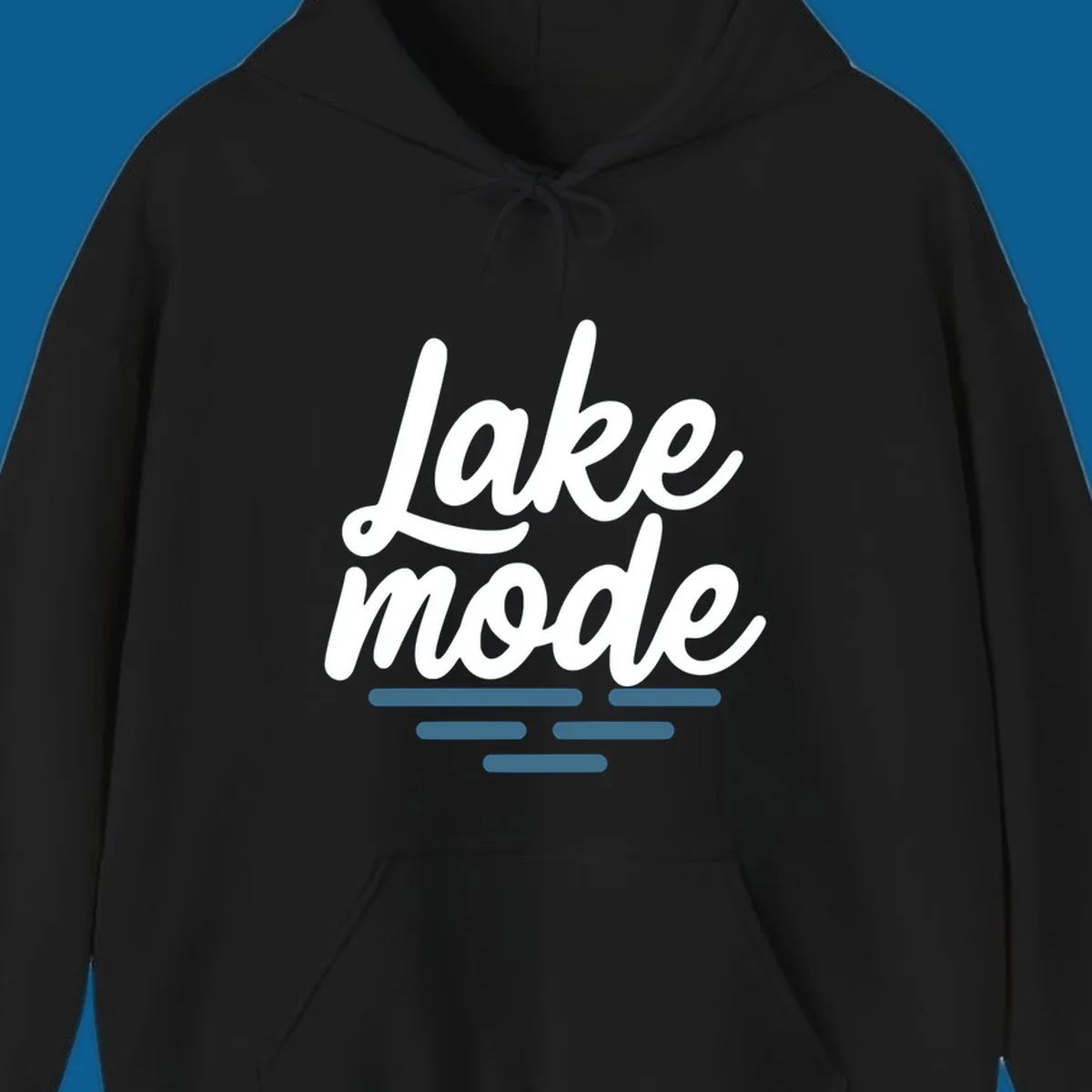 Lake mode typography with blue water waves